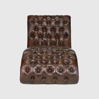Fauteuil lounge en cuir style Chesterfield vintage, capitonné losanges, garniture à clous décoratifs, marron, écologique, pour salon et chambre