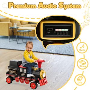 รถไฟเด็กนั่งได้ 2 ที่นั่ง ANPABO 12V แบบไม่ต้องใช้ราง พร้อมเบาะปรับได้และที่เก็บของ - Product Image 5