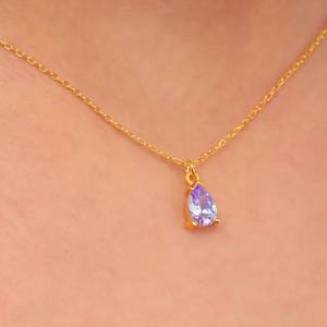 Colgante de plata de ley 925 chapado en oro con amatista, collar minimalista, regalo, colgante de amatista, joyería curativa para mujer - Product Image 2