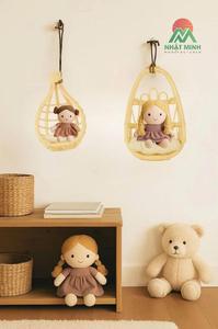 Muñeca Colgante de Ratán, Decoración Bohemia Hecha a Mano, Adorno de Pared, 2 Piezas, Tema de Bebé, Cuna de Pared para Muñecas - Product Image 6