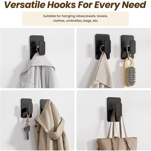 Heavy Duty Stainless Steel Wall <b>Hooks</b> Coat Rack Self-Adhesive 26lb Max Capacity Waterproof Rust <b>Sticky</b> Wall Hanging Towel Coat - Product Image 2