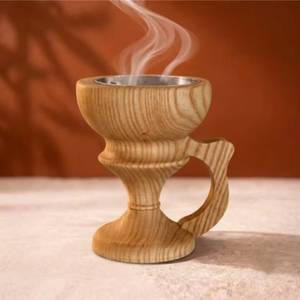Quemador de Incienso Religioso de Madera de Acacia Natural de Lujo, Exclusivo Quemador de Incienso Madkhan de Diseño, Porta Incienso con Asa, Fragancia Árabe Premium - Product Image 3