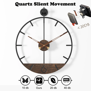 Minimalist Wood <b>Wall</b> <b>Clock</b> Round Analog Quartz Silent Design for Living Room <b>Decor</b> At Best Price - Product Image 4