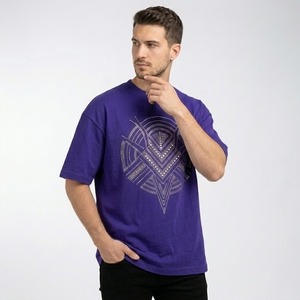 Premium Crystal Stone Geometric Front Logo T-<b>Shirt</b> Oversized Cotton Casual Streetwear Rhinestone Fashion Summer Tee - Product Image 3