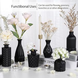 Set di 12 Vasi in Vetro Nero per Fiori, Mini Vasi Vintage per Matrimoni e Decorazioni Rustiche, Piccoli Vasi in Cristallo per Centrotavola - Product Image 2
