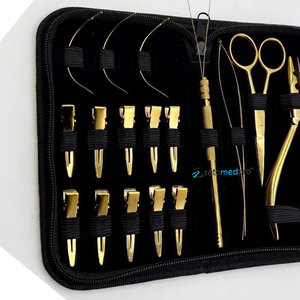 เครื่องมือจัดแต่งทรงผมระดับมืออาชีพ ทองคำ พลาสมา เกรดผ่าตัด สแตนเลสสตีล คีม 2 รู พร้อมซองหนัง สำหรับต่อผมเชิงพาณิชย์ - Product Image 6