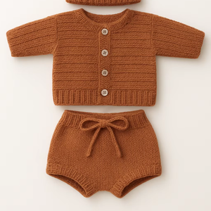 Conjunto de punto hecho a mano para bebé, ropa cálida para recién nacido, ropa suave de invierno, ropa cómoda para recién nacido, talla personalizada, producción OEM - Product Image 1