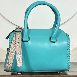 Sac bandoulière unisexe en cuir véritable de vachette, motif floral cerise, fait main, taille moyenne, style Speedy, à prix réduit - Product Image 5