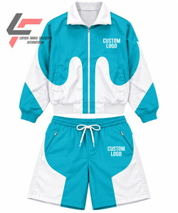 Custom Manufacture Design Color Block Windbreaker Sportswear 2 Piece <b>Set</b> <b>Men</b>’s Lightweight Athletic Jacket & <b>Shorts</b> Tracksuit - Product Image 3