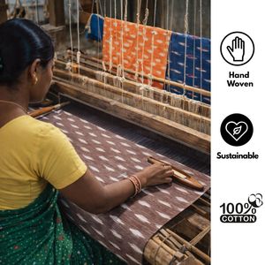 Knnotted Earth Eco-Friendly Handloom Ikat Cotton Running Fabric Traditional Style Sustainable Washable for <b>Home</b> <b>Textiles</b> Apparel - Product Image 5