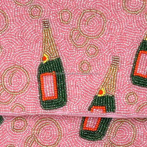 Champagne Pink Beaded Clutch Beaded Bag Cheers Beaded <b>Purse</b> <b>Cute</b> Birthday Gifts Perfect Gift For Champagne Lover Gifts - Product Image 2
