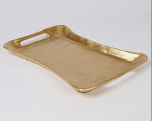 Round Hammered Metal Serving <b>Plate</b> With Dual Handles Handmade Glam Style Dishes For Modern Dining Use - Product Image 2