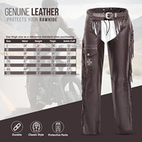 Samroz Sports Chaps en Cuir Personnalisables pour Hommes et Femmes, en Cuir de Vachette Pleine Fleur Premium, Style Western Cowboy Moto, Faits Main, Marron Foncé, Toutes Tailles