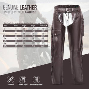 Samroz Sports Chaps en Cuir Personnalisables pour Hommes et Femmes, en Cuir de Vachette Pleine Fleur Premium, Style Western Cowboy Moto, Faits Main, Marron Foncé, Toutes Tailles - Product Image 6