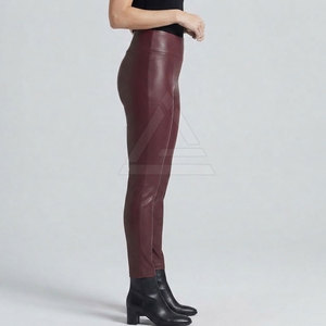Leggings de cuero para mujer, pantalones elásticos ajustados de cintura alta para fiesta, uso diario informal y elegante - Product Image 5