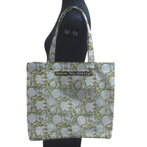 Sac fourre-tout fait à la main avec poignée pour femmes sac fait main en coton fleuri écologique sac léger carré - Product Image 1