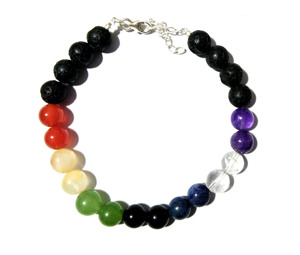 Wholesale 925 Sterling Silver Chakra <b>Bracelet</b> Lava Stone <b>Bead</b> <b>Bracelet</b> Reiki Healing Crystal Gemstone Jewelry Unisex Handmade - Product Image 1