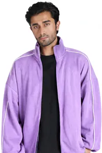 Chaqueta Deportiva Lila para Hombre, Personalizada con Cierre, Ropa Deportiva Informal, Chaqueta de Entrenamiento Atlético con Cuello Alto, Tejido Ligero, Marca Privada - Product Image 5