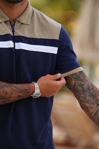 Premium Men's Beige Blue Solid <b>Knitted</b> 100% Cotton Summer Formal Breathable 300g Short <b>Set</b> - Product Image 4