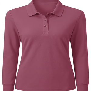 Polo de golf pour femme, manches longues, col uni, coupe contemporaine, tendance, vêtements de créateur, longueur normale, style normcore - Product Image 1