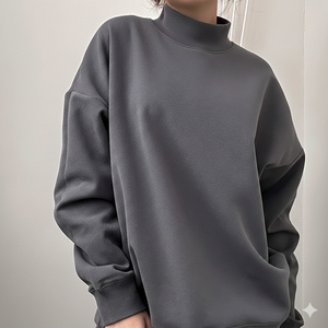 Achetez un sweat-shirt à col roulé surdimensionné pour femme, doublé de polaire, pour le printemps, l'automne et l'hiver, ODM, écologique, respirant, streetwear - Product Image 6