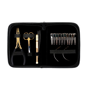 Kit d'extension de cheveux en acier inoxydable de haute qualité avec logo personnalisé imprimé, pinces de fixation robustes et micro-anneaux complets - Product Image 1