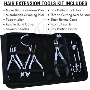 Kit de Herramientas Profesional y Duradero de Acero Inoxidable para Instalación y Remoción de Extensiones de Cabello: Alicates, Gancho de Ganchillo, Peine de Cola y Tijeras - Product Image 3