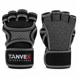 Gants de sport TANVEX INTERNATIONAL en PU à demi-doigts, respirants en maille, antidérapants, avec sangle de poignet réglable, unisexe, pour l'entraînement physique - Product Image 4