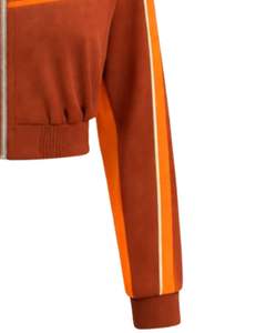Veste de sport courte zippée pour femme Orange Rust, veste de sport pour la gym et le fitness, vêtements de sport, veste d'entraînement à rayures contrastées, fabricant - Product Image 6