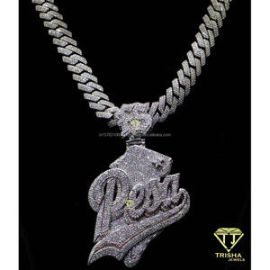 Luxury <b>Custom</b> Personalized <b>Name</b> Logo Moissanite GIA Certified Pendant <b>Necklace</b> Hip Hop Jewelry Gold Plated 925 Sterling Silver - Product Image 6