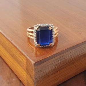 18K Solid Rose Gold Blue Sapphire Emerald Cut <b>Ring</b> Diamond Halo <b>Split</b> Shank Statement Cocktail <b>Ring</b> for Women Jewelry Gift - Product Image 4