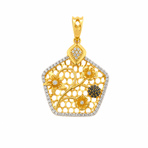 Conjunto de Collar y Pendientes Florales de Diamantes en Oro Amarillo de 18 Quilates para Mujer, Joyería de Regalo de Boda con Filigrana de Alto Brillo - Product Image 3