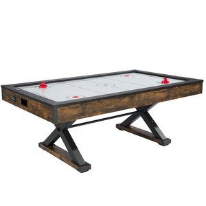 Table de hockey sur air portable de 84 pouces avec marqueur électronique, pieds en X haute résistance, ensemble de jeu d'arcade d'intérieur - 2 poussoirs, 2 disques - Product Image 4