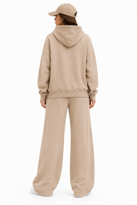 Ensemble de survêtement brodé avec sweat à capuche oversize et pantalon palazzo fluide, haute qualité, pour hiver et automne, vente en gros - Product Image 2