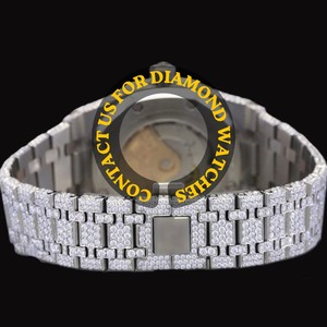 Latest Design Arabic Numerals Glass Round Dial White Dial Moissanite Diamond Unique Features Sterling Silver Hip Hop Watch - Product Image 2