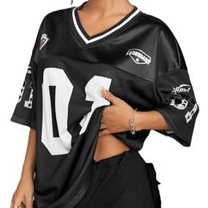 Jersey de Fútbol Americano para Mujer, Talla Grande, Malla Transpirable, Hombros Caídos, Cuello en V, Estilo Urbano, Personalizable, Suministro OEM - Product Image 2