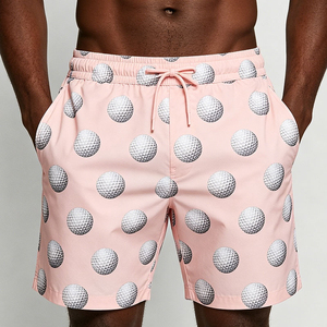 Men's Customized Colors Sublimation <b>Glitter</b> Print Golf <b>Ball</b> Board Shorts Mid Rise Button Fly Casual Breathable Quick Dry Pockets - Product Image 3
