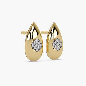 Élégantes boucles d'oreilles clous en or jaune 14 carats avec diamants de laboratoire, design dôme et haricot massif, minimalistes, certifiées IGI, cadeau de fête pour femme - Product Image 5