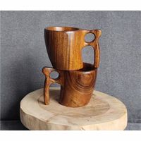 Tasse en bois rustique nordique Kuksa, faite à la main, pour le bushcraft, tasse à thé écologique, Kuksa en bois sculpté à la main, réutilisable
