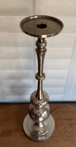 Factory Wholesale Vintage Pewter Metal Pillar Candle Holder – Antique <b>Silver</b> Tall <b>Candlestick</b> Stand for Home Decor & Wedding - Product Image 4