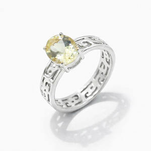 Anillo de Diseño en Plata de Ley 925 con Aguamarina Amarilla de Corte Ovalado, Bañado en Oro y Rodio, Joyería de Moda - Product Image 6