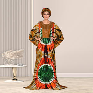 Kaftan Farasha en Rayonne à Motif Abstrait Artistique, Col Orné, Coupe Ample et Élégante, Longueur au Sol, Idéal pour l'Aïd, le Ramadan et la Prière - Product Image 4