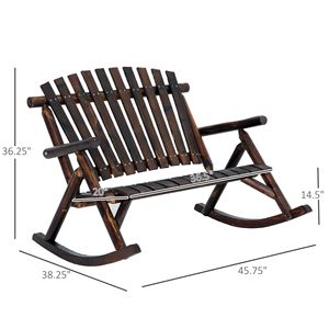 Sedia a dondolo classica in legno carbonizzato con schienale alto, resistente, per giardino, per serenità e relax, arredo da esterno - Product Image 3