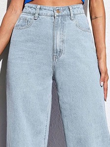 100% Cotton Women's <b>Boot</b> Cut Jeans-Mid Waist Knee-Length Eco-Friendly Soft Stretch Cotton Blend with Vintage Ripped Details - Product Image 3
