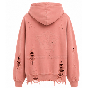 Sudaderas con capucha de algodón grueso para mujer, con estampado personalizado, ropa de moda al por mayor, sudaderas con capucha con lavado ácido y efecto desgastado. - Product Image 3