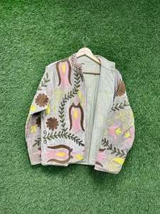 Veste Bohème Suzani en Velours Tissé, Broderie Florale Faite Main, Écologique, Artisanale, Tendance - Product Image 6