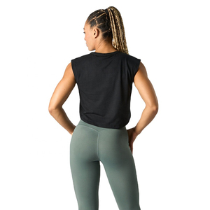 Débardeur de fitness tricoté personnalisé pour femme, coupe ample, court, léger, anti-transpiration, respirant, séchage rapide, polyester et élasthanne - Product Image 4