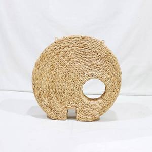 <b>Rustic</b> style water hyacinth wall <b>shelf</b> kid nursery room woven rattan floating racks unique elephant design wall crafts supplier - Product Image 2