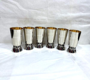 Copa de Kiddush de Lujo, Premium, Personalizable, Moderna, con Texto Judío, Hecha a Mano, Bajo MOQ, de Plata, Níquel y Metal, Diseño de David - Product Image 6