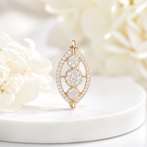 Vente en gros de bijoux Ishwar Art, pendentif ovale en or 14 carats, 0,400 carats de diamants naturels étincelants, bijoux de mariage pour femmes - Product Image 2